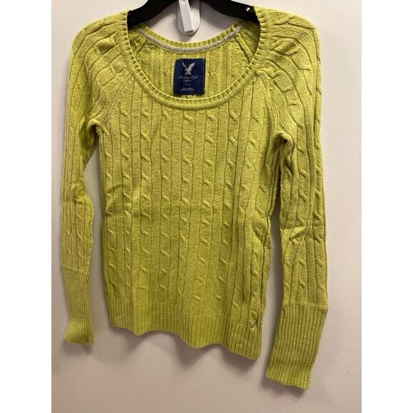 Lime Green American Eagle Scoop Neck Sweater - Picture 1 of 4